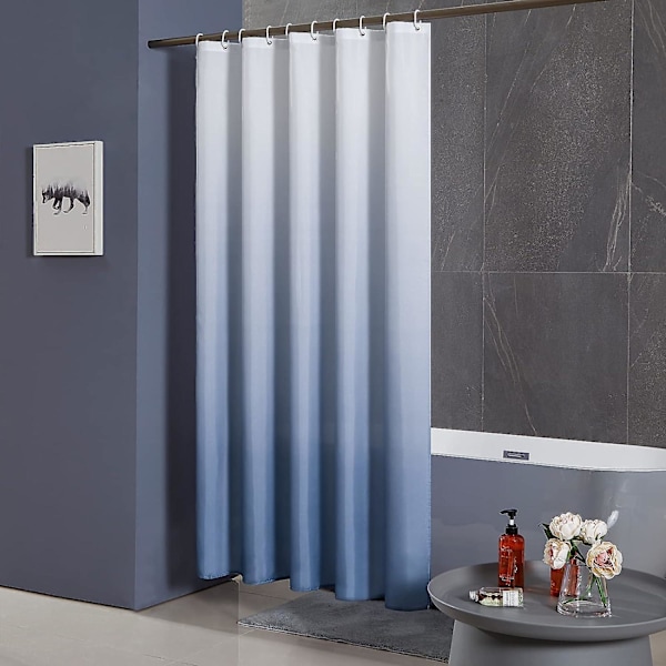 Mögelsäker duschdraperi maskintvättbar tyg små duschdraperier för husbil vattentät polyester duschkabin med 6 krokar 180x200cm marinblå
