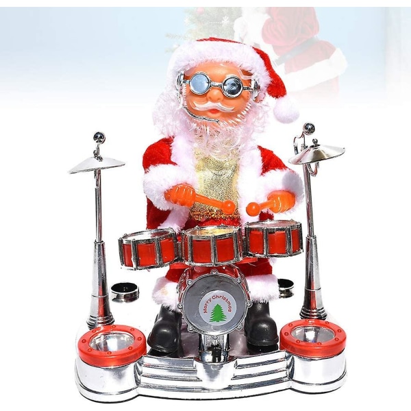 Docka leksak sjungande dansande jultomte spela trumman leksak batteridriven musikalisk rörlig figur semesterfest dekoration bord dekoration barn present