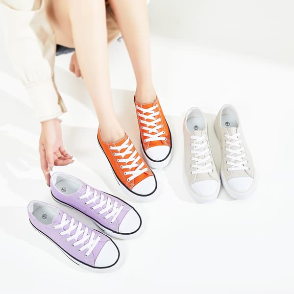Dame Canvas Mode Sneakers Søde Lave Sko Komfortable Canvas Gåsko Til Damer EU 43 orange