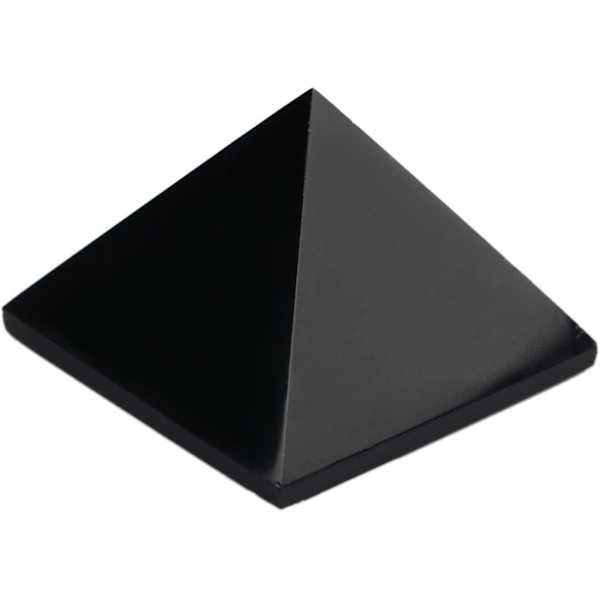 Sort Obsidian 1,5 tommer Naturlig Pyramide Udskåret Chakra Healing Krystal Reiki Sten Ædelsten Strålingsafbøjning Boligindretning Gave Dekoration Håndværk (sort
