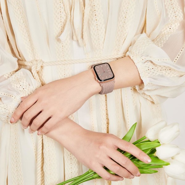 Armbånd kompatibelt med Apple Watch rem, 38 mm, 40 mm, 41 mm, til mænd og kvinder, justerbar elastisk urrem kompatibel med iWatch Series white purple 42 mm 44 mm 45 mm 49 mm