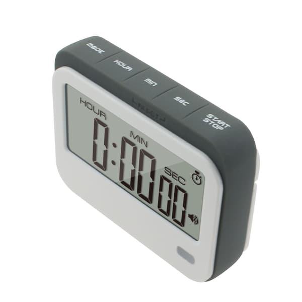 Stoppur, stora siffror, högt alarm, magnetisk montering. Köktimer, klassrumstimer, grå
