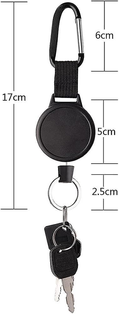 Kestävä Sisäänvedettävä Avaimenperä Black 1