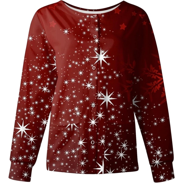 Kvinnors Skrubbjacka Tryckt Jul Tryckta Skrubbjackor För Kvinnor Höst Skrubbtoppar Jul Grafiska Sjuksköterskejackor 5XL L