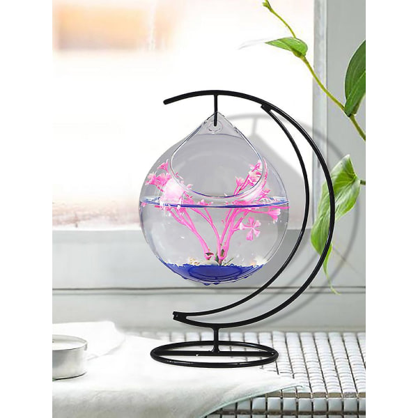 Ny Ankomst Desktop Lille Akvarium Fisketank Hjem Dekoration Dekorativ Blomsterarrangement Holder Cylinder Transparent 4 Størrelse Glas A3