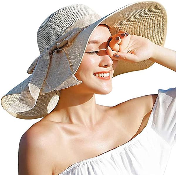 Dam Folable Floppy Hat, bredbrättad solskyddshalmbredd, sommar UV Khaki