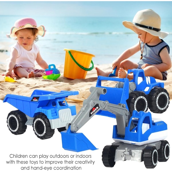 Bärbar och bekväm barnlastbilsbyggnad Set Grävmaskin, grävare och dumper Sandlådaleksaker för pojkar