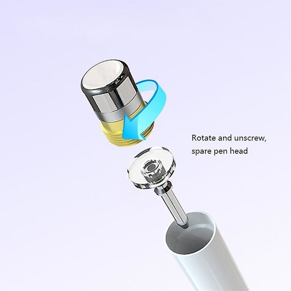 Gradient Passiv Stylus för Telefoner/Surfplattor Pekskärmar 2-i-1 Hög Precision Magnetisk Stylus Penna White