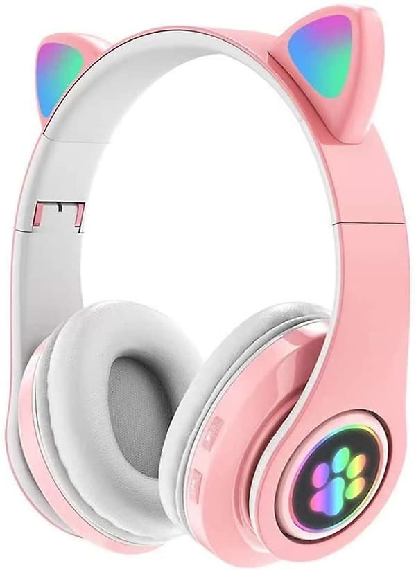 Bluetooth Hodetelefoner Katteøre Trådløs, Bluetooth Headset, Lysende Ørepropper,