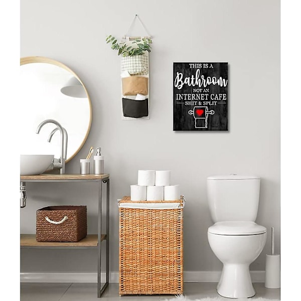 Badrumsskylt Väggkonst Dekor, Roliga Badrum Citat Detta Är Ett Badrum Inte Ett Internetkafé Skylt Liten Och Söt Canvas Konstverk För Badrum Toalett Dekor