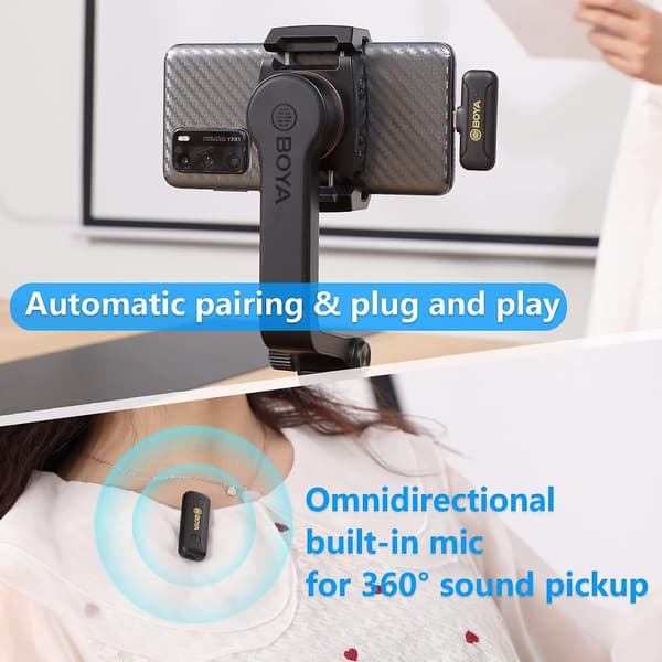 Trådløs Lavalier Mikrofon 2 Sender + Modtager til Youtube Vlog Live Streaming Omni-Directionel Mikrofon