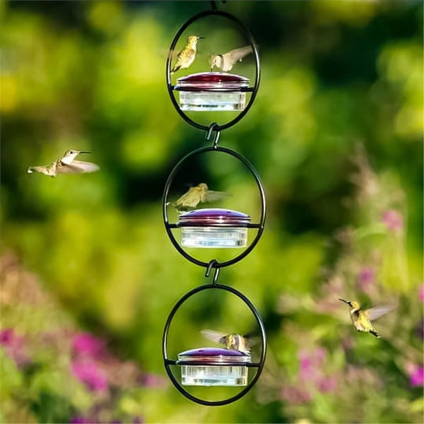 Kaunis pyöreä riippuva kolibrinsyöttölaite, ulkokäyttöön tarkoitettu riippuva kolibrinsyöttölaite, muurahais- ja mehiläisvarma, kolibrinruokaa ulkopuutarhaan, takapihalle, 3pcs