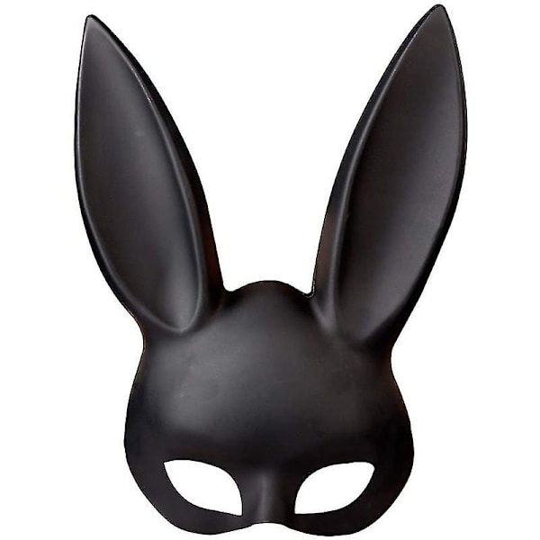 Kaninmaske Svart Maskerade Maske Kanin Øyemaske Med Ører Kaninmaske Kompatibel Med Halloweenfest Gave Bright black