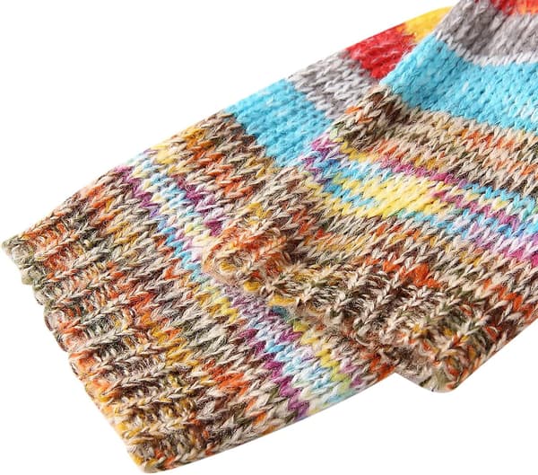 Dame Regnbuestripet Langermet Åpen Strikket Cardigan Casual Pullover Gave