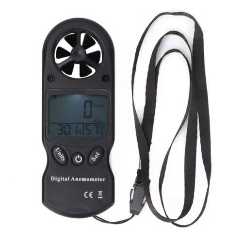 Digitalt anemometer, 3-i-1 bærbar mini multifunksjonell vindmåler termometer hygrometer for drageflyging, seilbrett, paragliding
