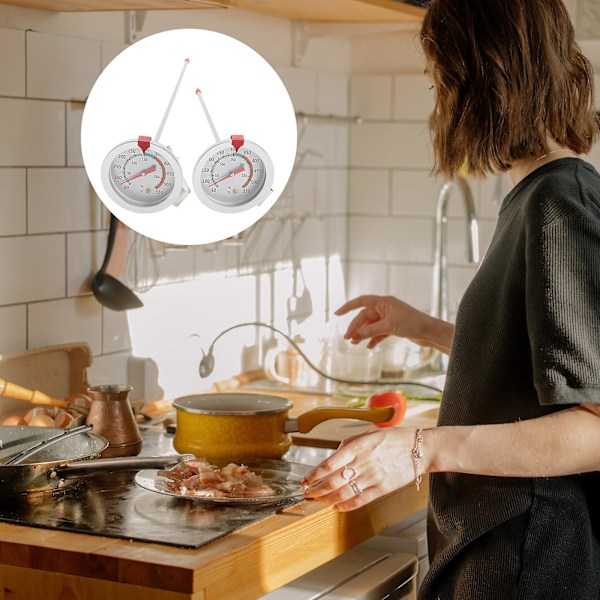2 stk. Stegetermometer i rustfrit stål med clips