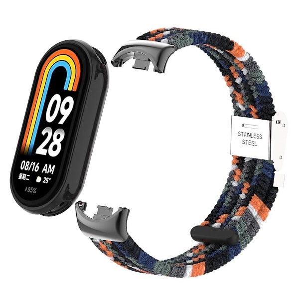För Xiaomi Smart Band 8 flätad nylon klockarmband justerbart spänne elastiskt band Denim