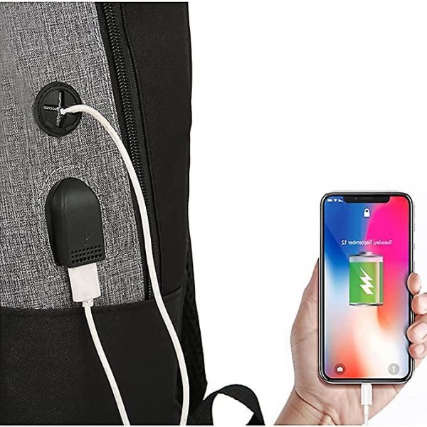 Laptop Rygsæk, Vandtæt Business Laptop Taske Rygsæk Gave Mænd Kvinder Med USB Opladningsport Til Rejse Laptop Taske Grey