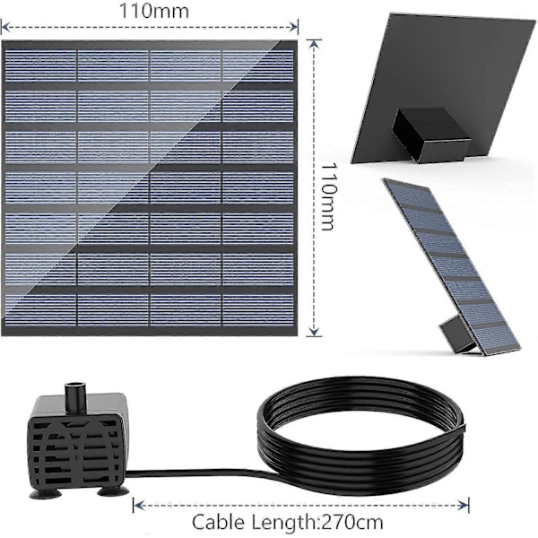 AISITIN DIY Aurinkolähdepumppu Aurinkopaneeli Lampi ed Ominaisuus Pumppu 6 Suuttimella DIY Aurinkolampipumppu en Linnunpesä rium 1.5W