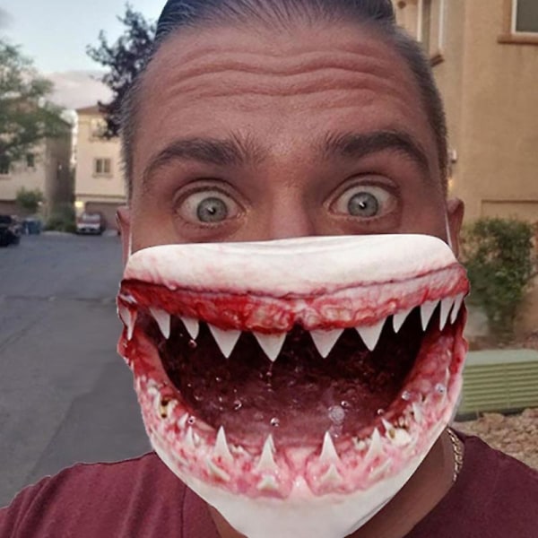 10 pakker Genanvendelig Hajmaske Vaskbar Hajprint Maske Til Unisex Voksne GREY