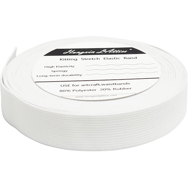 1\" Bred 10 Meter Lang Hvid Elastisk Strikkeelastik Spole Med Høj Elasticitet