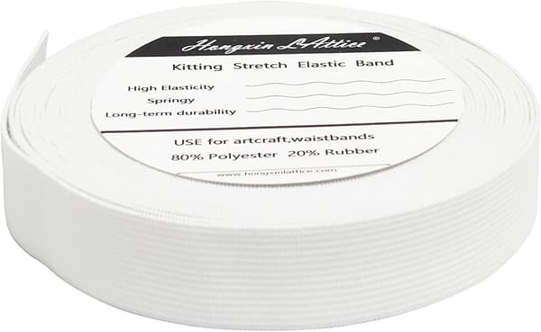 1\" Bred 10 Meter Lang Hvit Fjærende Strikk Elastisk Bånd Spole Med Høy Elastisitet