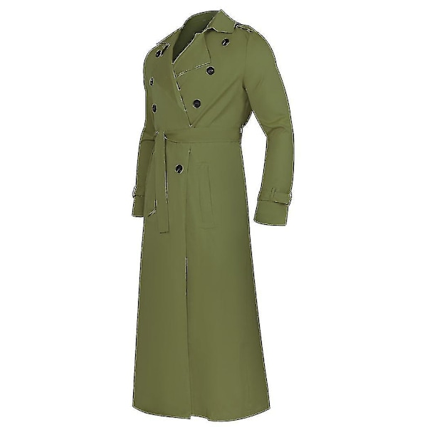 Herrar Lång Trenchcoat Krage Överrock Casual Vinterjacka Enfärgad Ytterkläder black M