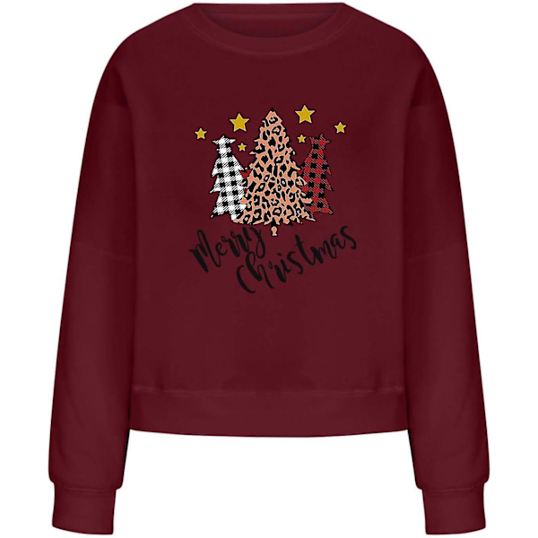 Dame Bluse Toppe Løs Juleprint Rund Hals Sweater (damer)