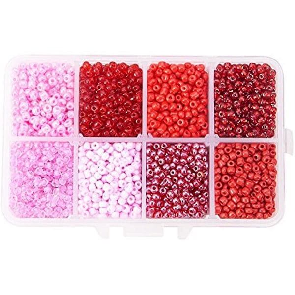Omkring 4200 stk. 8/0 Flerfarvede Glasknapper til Perler 8 Farver Runde Pony Perler Mini Spacer Tjekkiske Perler Diameter 3mm til Smykkefremstilling