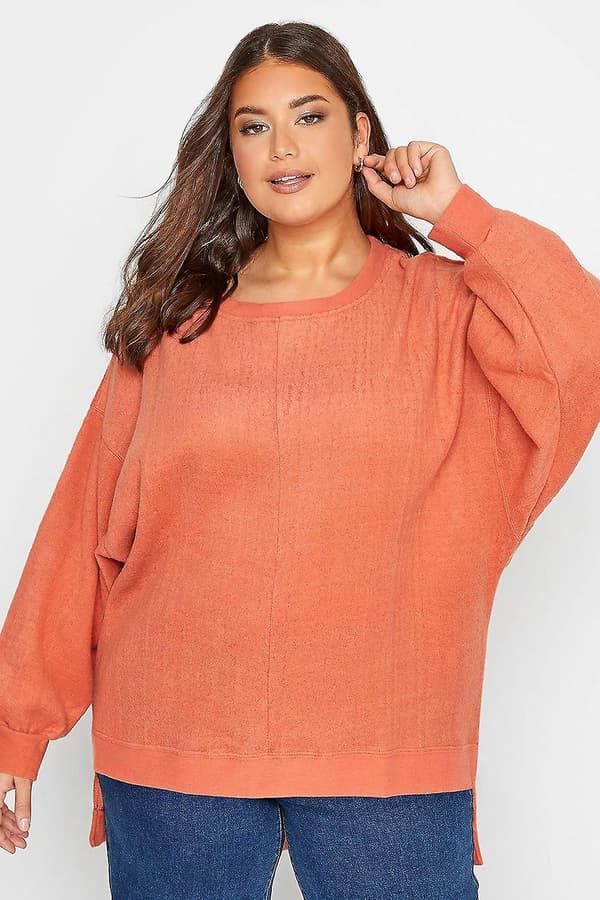 Mokkabrun Fleece Sweatshirt til Kvinder Plus Size Curve
