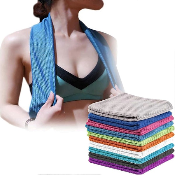 4 Pakker Kølehåndklæde (40x12) Is Håndklæde Blødt Behageligt Håndklæde Mikrofiber Håndklæde til Yoga Golf Sport Gym Træning Camping Fitness Udendørs Aktiviteter Blå/ Grå