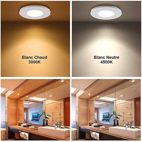 Set med 4 vita runda infällda LED-strålkastare