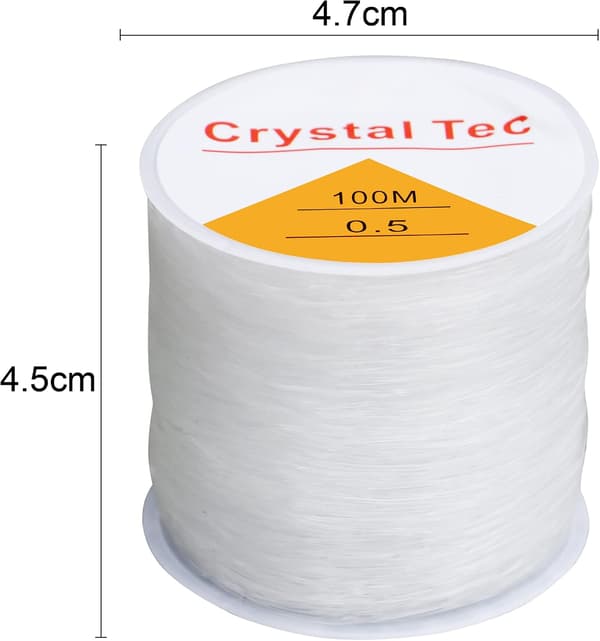 100m Transparent Elastisk Tråd 0.5mm | Stark elastisk nylontråd för pärlor, kristaller, lera och smyckestillverkning