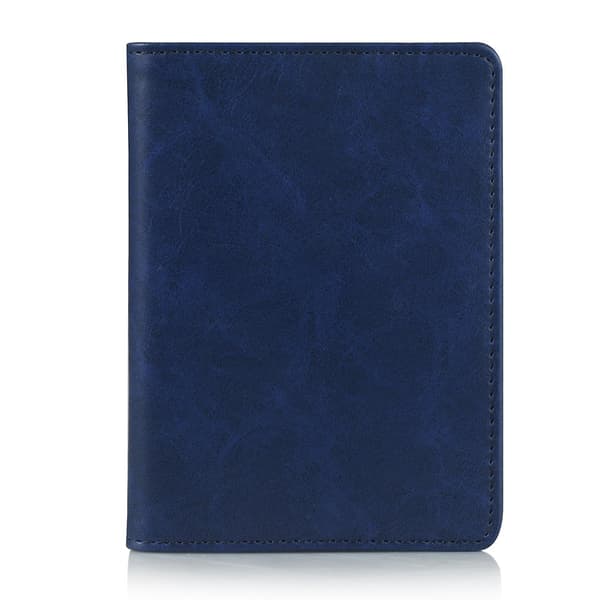Multifunktionel PU Læder Bi-fold Wallet Cover Case Pas Holder Blue