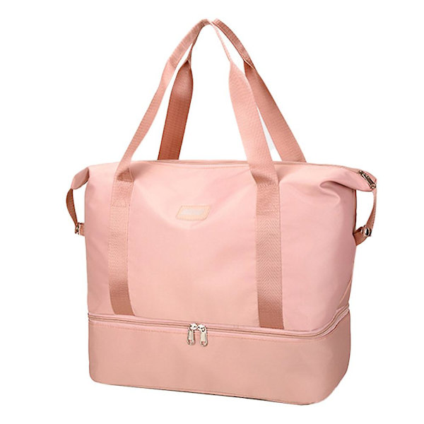 Reiseveske for damer, stor utvidbar helgeveske pink