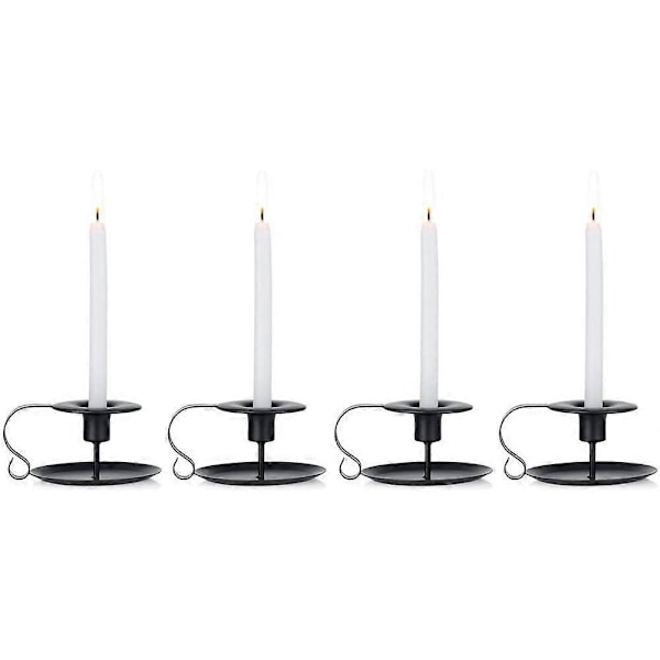 Retro Järn Ljusstake Enkel Svart Ljusstakehållare Koniskt Ljus - Ljusstativ Användning i Halloween Jul Matrum Dekoration Disp Black 2 Pcs