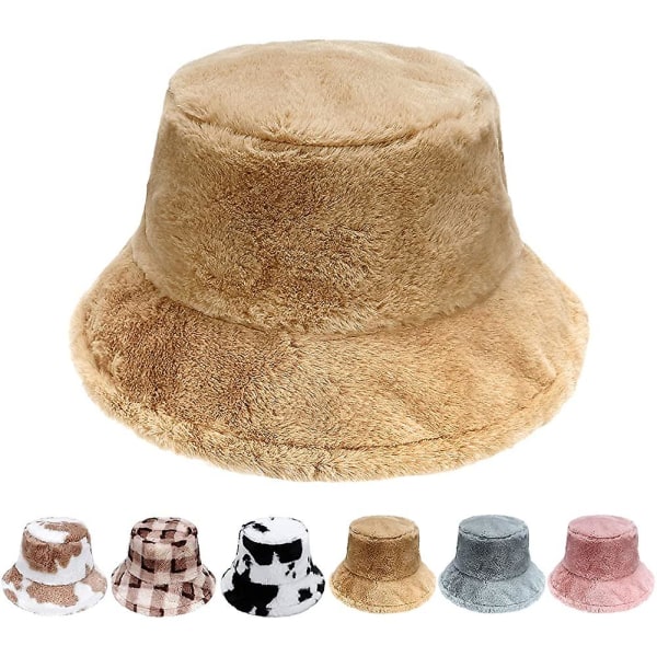 Winter Bucket Hat - Fluffy Fisherman Hat Fuskpäls Hat Fuzzy Furry Warm Hat