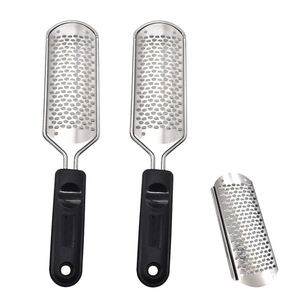 2 Fotrasper i metall (fotfil) + 1 gratis erstatningsblad 2 black handle file * 1 file large hole