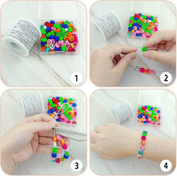 2 ruller 1 mm elastisk perlesnor til armbånd, elastisk snor til smykkefremstilling, syning, halskæde, 100 meter elastisk armbåndssnor til håndværk, perler