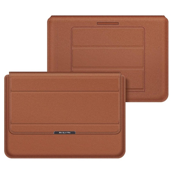 Opbevaringstaske til 11/12 tommer Notebook, PU Læder Foldbart Stativ Magnetisk Klap Laptop Sleeve Brown