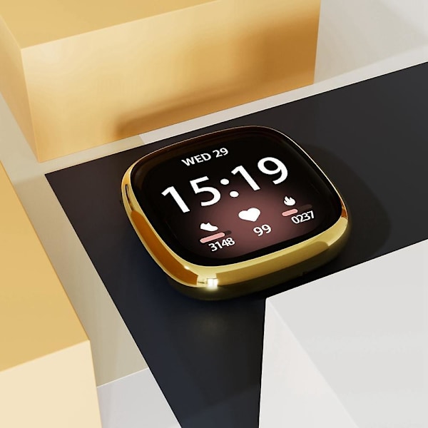 Fleksibelt TPU Anti-Ridse Urkasse til Fitbit Sense 2, Elektropletteret Ramme Samlet Beskyttelsescover Black