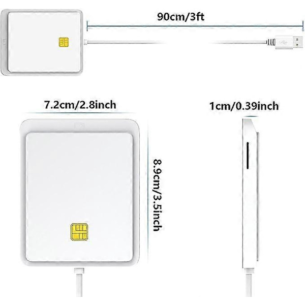 Smartkortläsare, USB Smart Card Access Reader - CAC-läsare, Universal Bärbar för Online ATM-överföringar