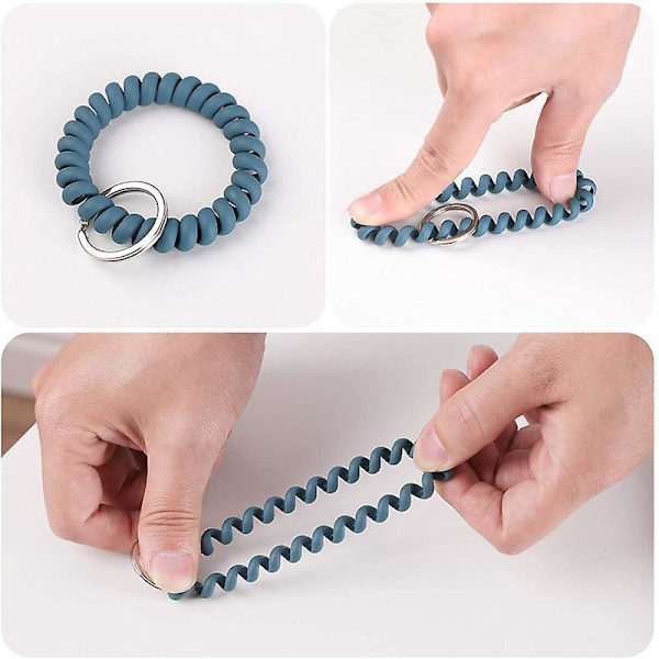 6 stk. Strækbare Armbånd Nøglering Håndled Nøglekæde Armbånd, Fjeder Fleksibel Spiral Håndledsspole Armbånd