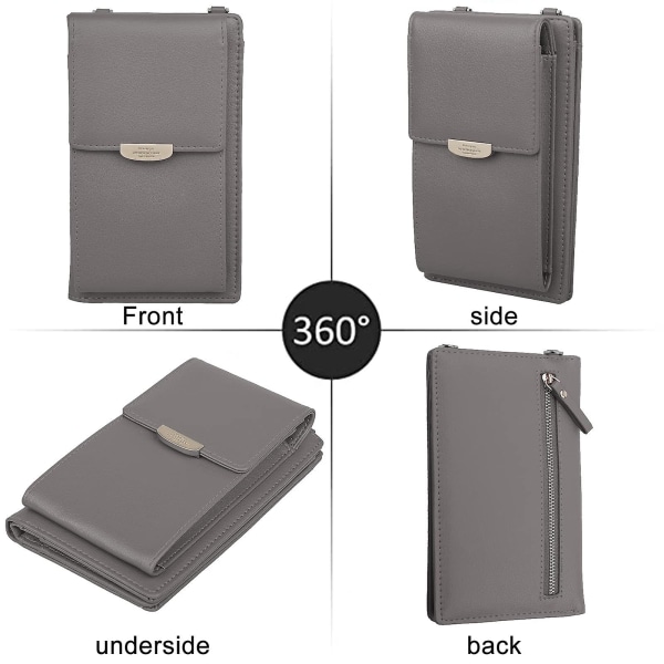 Plånboksväska för kvinnor Handväska i läder (grå)