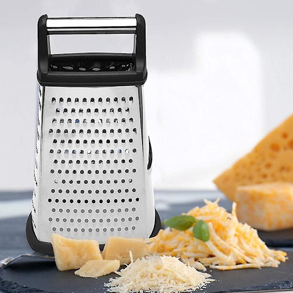 Professionelt Rivejern, Rustfrit Stål Med 4 Sider, Bedst Til Parmesanost, Grøntsager, Ingefær, Sort