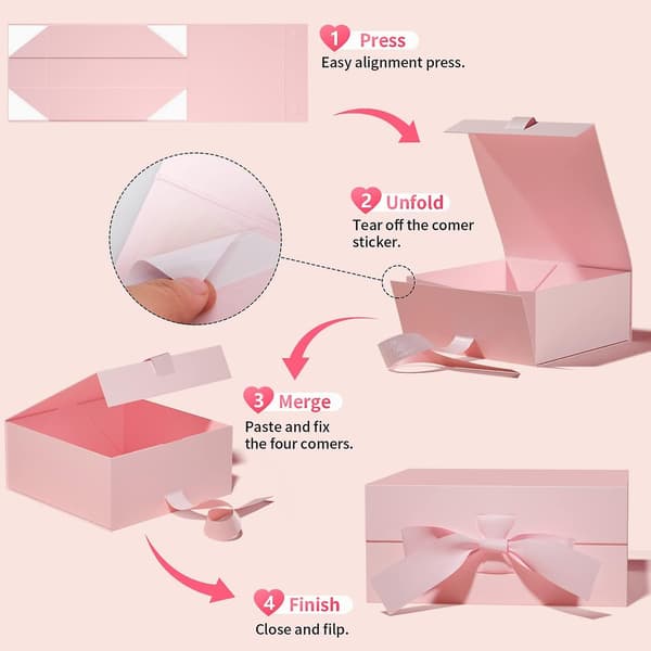 Presentförpackning med lock 18 x 18 x 7,5 cm, liten presentförpackning för födelsedag, bröllop, festpresentförpackningar Pink