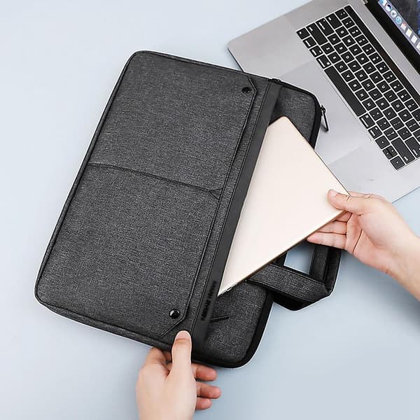 15,6 tums bärbar datorväska plyschfoder repskyddad laptop portfölj handväska