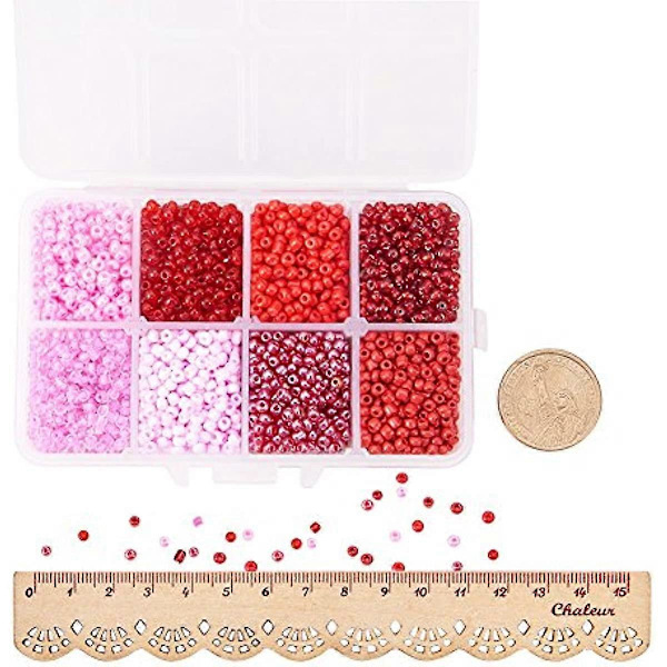 Omkring 4200 stk. 8/0 Flerfarvede Glasknapper til Perler 8 Farver Runde Pony Perler Mini Spacer Tjekkiske Perler Diameter 3mm til Smykkefremstilling