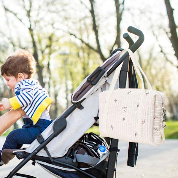 Skötväska för barnvagn, broderad baby skötväska, vattentät rese skötväska, axelväska, bärväska A