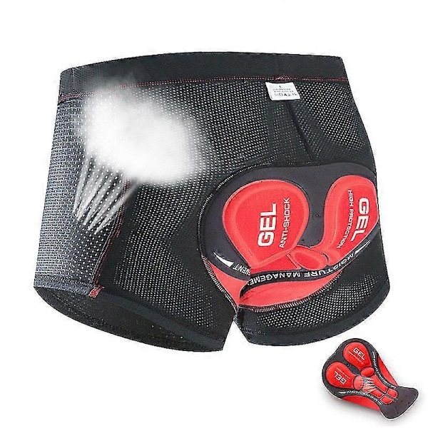Miesten pyöräilyalusshortsit 5D-pehmusteella, MTB-pyöräilyshortsit hengittävät Red XL